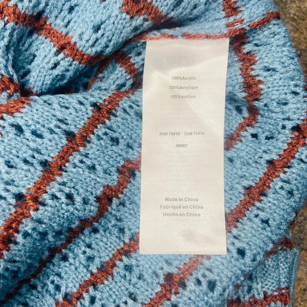 Motherhood Maternity Striped Pointelle Maternity Sweater Provincial Blue…